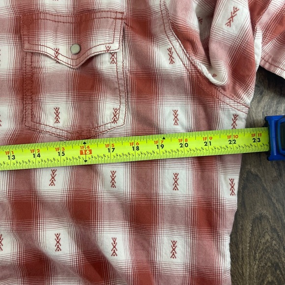 Wrangler Retro Premium Mens Long Sleeve Red Plaid Snap Button Western Shirt L - Picture 9 of 11